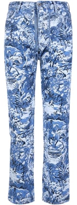 Off-White Cropped Tapestry Denim Jeans Blue/Multicolor Buy Off-White Cropped Tapestry Denim Jeans Blue/Multicolor