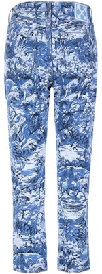 Off-White Cropped Tapestry Denim Jeans Blue/Multicolor Order Off-White Cropped Tapestry Denim Jeans Blue/Multicolor