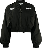Off-White Cropped Varsity Bomber Jacket Black/White Off-White Cropped Varsity Bomber Jacket Black/White
