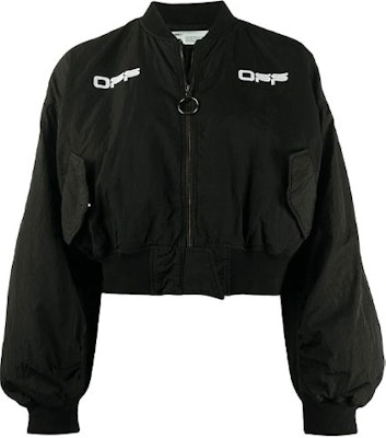 Off-White Cropped Varsity Bomber Jacket Black/White Buy Off-White Cropped Varsity Bomber Jacket Black/White