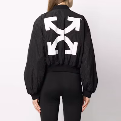 Off-White Cropped Varsity Bomber Jacket Black/White Shop Off-White Cropped Varsity Bomber Jacket Black/White
