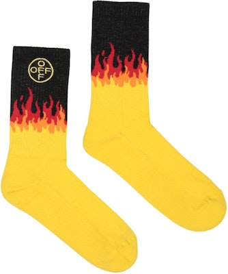 Off-White Crossed Flamed Socks Black/Yellow/Red Buy Off-White Crossed Flamed Socks Black/Yellow/Red