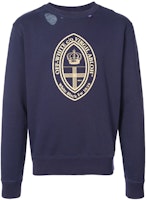 OFF-WHITE Crown Print Navy Blue Regular Fit Crewneck Sweatshirt OMBA025E181920083003 OFF-WHITE Crown Print Navy Blue Regular Fit Crewneck Sweatshirt OMBA025E181920083003