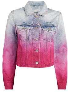 Off-White Jaket Denim Crop Luntur Bleach/Fuchsia Buy Off-White Jaket Denim Crop Luntur Bleach/Fuchsia