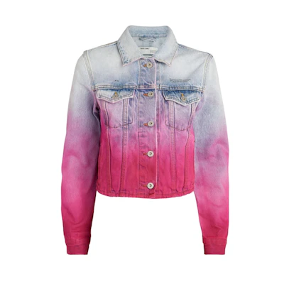 Off-White Degrade Cropped Denim Jacket Bleach/Fuchsia