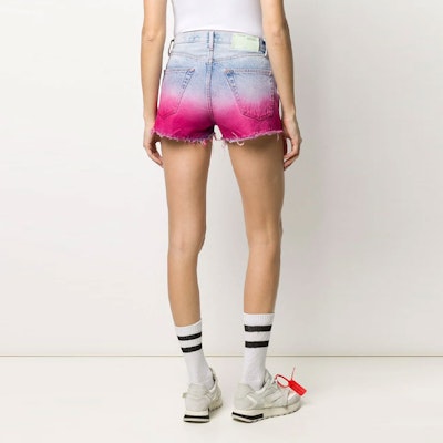 Off-White Degrade Denim Shorts Bleach/Fuchsia Shop Off-White Degrade Denim Shorts Bleach/Fuchsia