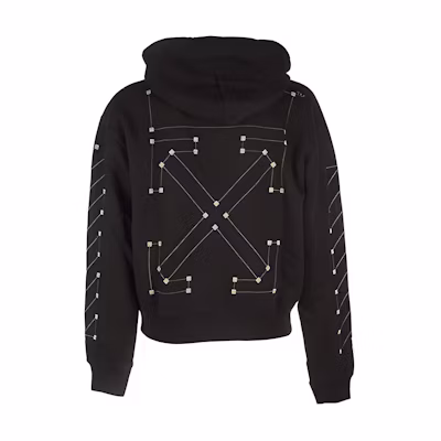 OFF-WHITE Diag Backbone Printed Hoodie Black for Men OMBB037E19E300011091