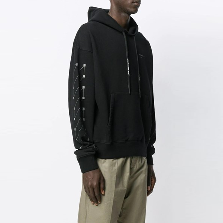 OFF-WHITE Diag Backbone Printed Hoodie Black for Men OMBB037E19E300011091 圖 5