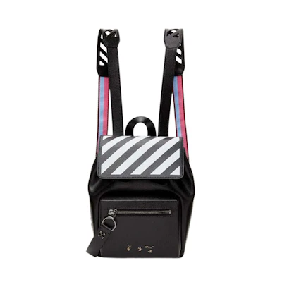 OFF-WHITE Diag Backpack Black/White with Red/Blue Strap