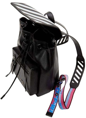 OFF-WHITE Diag Backpack Black/White with Red/Blue Strap Lookbook OFF-WHITE Diag Backpack Black/White with Red/Blue Strap