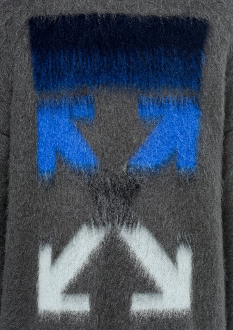 Lookbook Off-White Diag Brushed Sweater Kelabu Melange/Multicolor