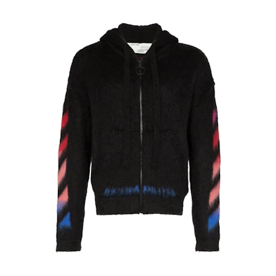 Off-White Diag Brushed Zipped Hoodie Black/Multicolor