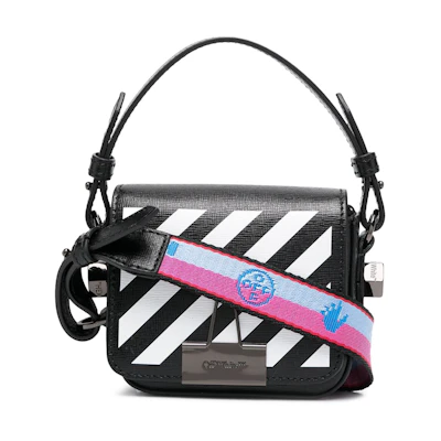 OFF-WHITE Diag Flap Bag Baby Black/White/Fucschia Multi