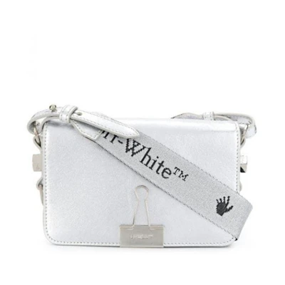 OFF-WHITE Diag FW20 Flap Bag Mini Silver
