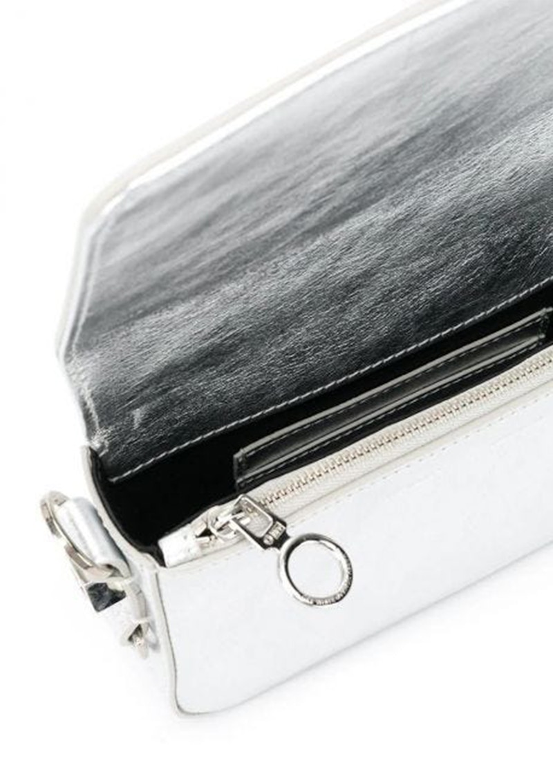 Lookbook OFF-WHITE 鱼骨标识FW20迷你翻盖包 银色