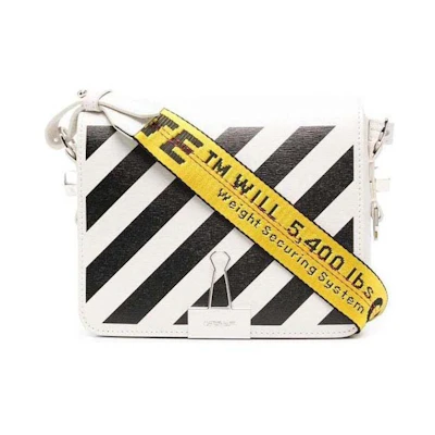 OFF-WHITE Diag Industrial Flap Bag White/Black