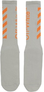 灰橙配色 Off-White 斜紋中筒襪 Buy 灰橙配色 Off-White 斜紋中筒襪