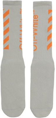 Off-White Diag Mid Socks Light Grey/Orange Buy Off-White Diag Mid Socks Light Grey/Orange