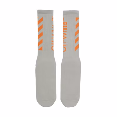 Off-White Diag Mid Socks Light Grey/Orange