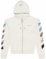 Off-White Diag Print Zip Up Hoodie White/Multicolor Off-White Diag Print Zip Up Hoodie White/Multicolor