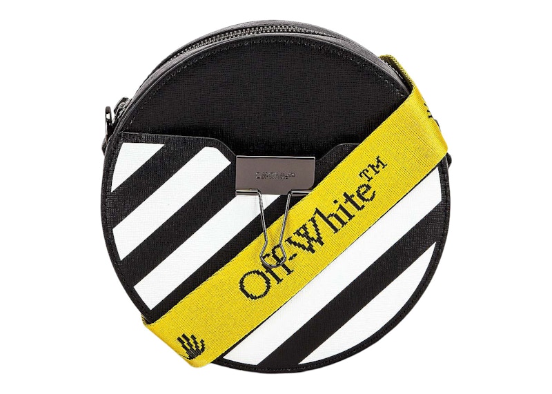 OFF-WHITE Diag Round Bag Black/White with Yellow Strap