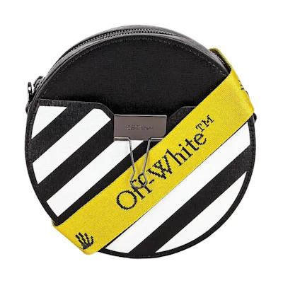 OFF-WHITE Diag Round Bag Black/White with Yellow Strap