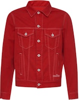Off-White Diag Skulls Graphic Denim Jacket Red/Multicolor Off-White Diag Skulls Graphic Denim Jacket Red/Multicolor