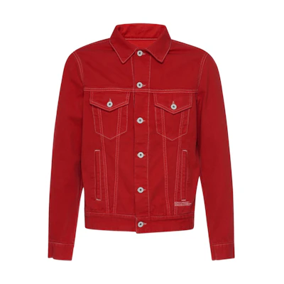 Off-White Diag Skulls Graphic Denim Jacket Red/Multicolor