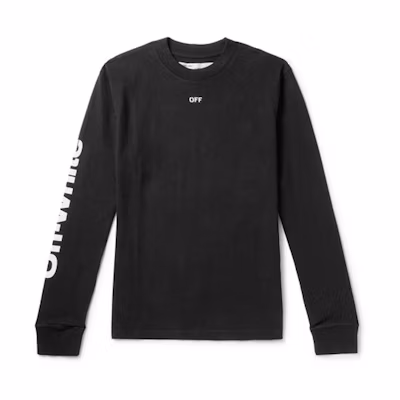 Off-White Diag Skulls Graphic Logo Print L/S Tee Black/White/Blue