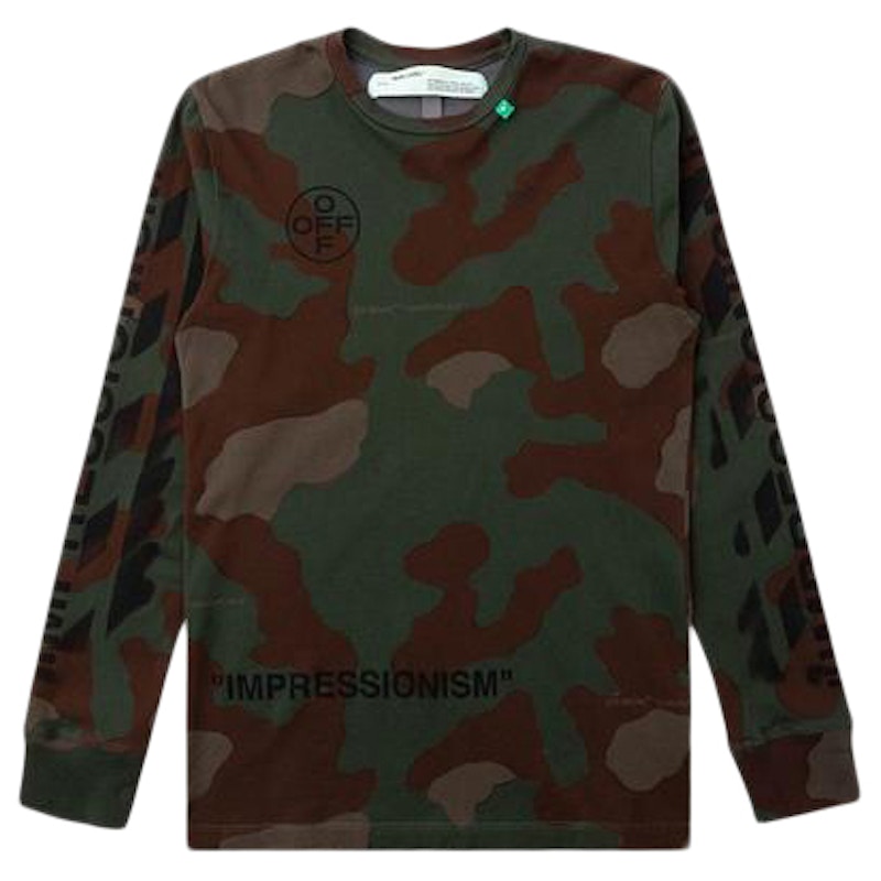 Buy Off-White 迷彩网纹长袖T恤 迷彩/黑色