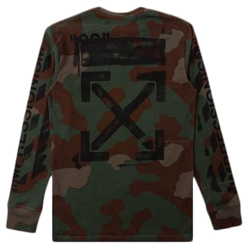 Order Off-White 迷彩网纹长袖T恤 迷彩/黑色