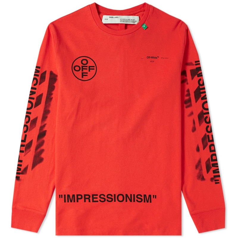 Off-White Diag Stencil L/S Tee Red/Black