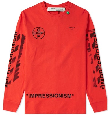 Off-White 标志印花长袖T恤 红/黑 Buy Off-White 标志印花长袖T恤 红/黑