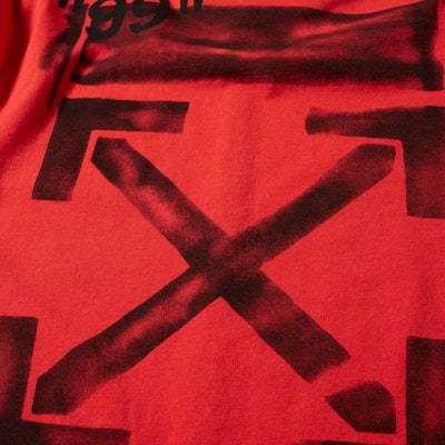 Off-White 标志印花长袖T恤 红/黑 Order Off-White 标志印花长袖T恤 红/黑