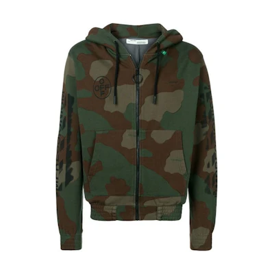 Off-White Diag Stencil Zip Up Hoodie Camo/Black