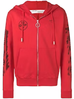 Off-White Diag Stencil Zip Up Hoodie Red/Black Off-White Diag Stencil Zip Up Hoodie Red/Black