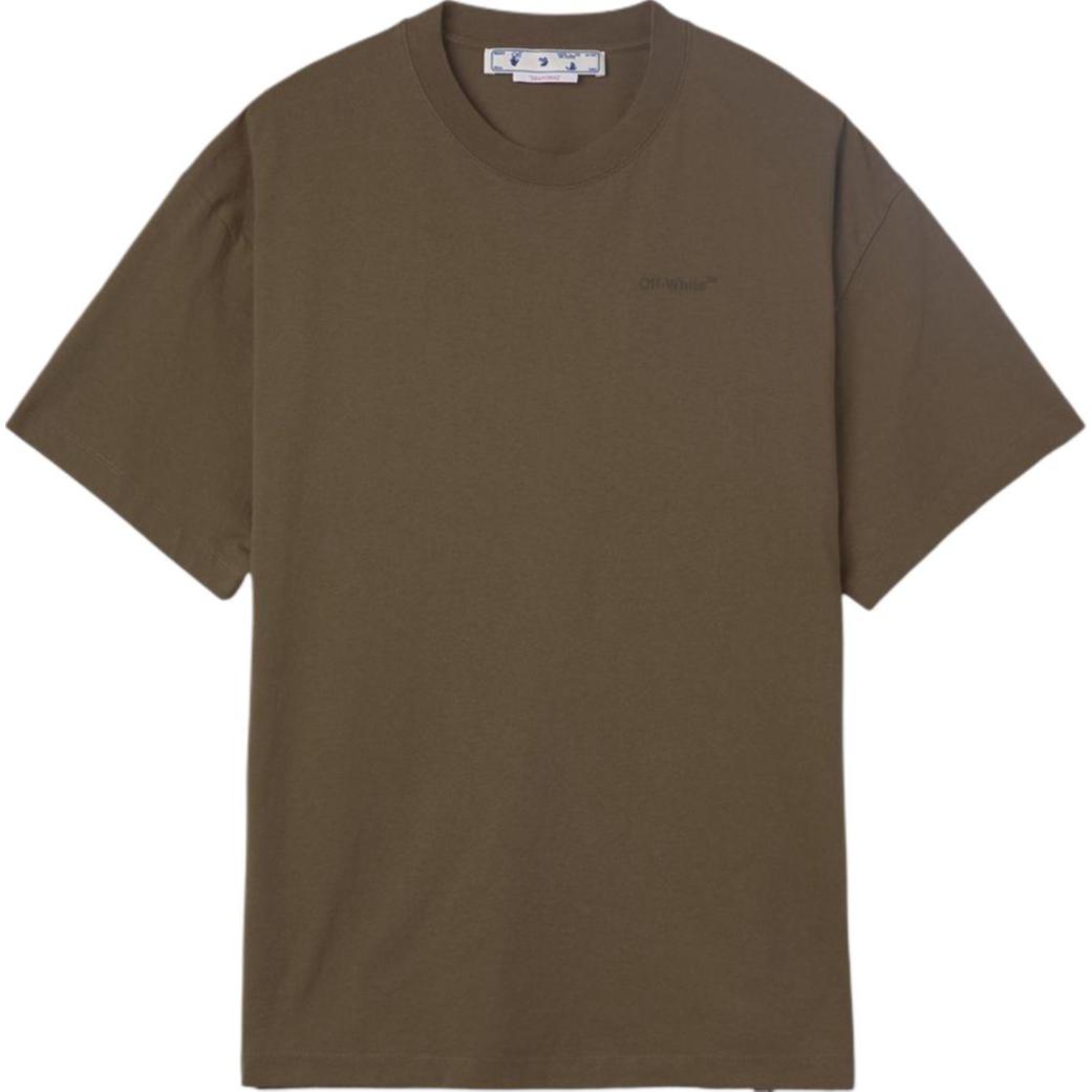 OFF-WHITE Diag Tab Solid Crewneck T-Shirt Olive Green OMAA038S22JER0025656