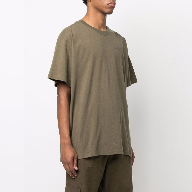 Shop OFF-WHITE Diag Tab Crewneck T-Shirt Hijau Zaitun OMAA038S22JER0025656