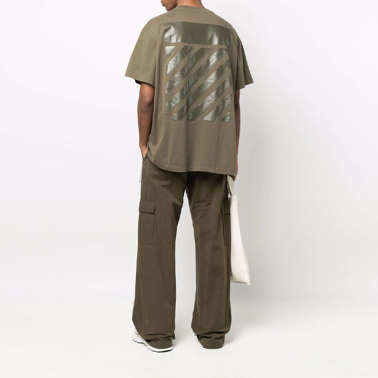 Purchase OFF-WHITE Diag Tab Crewneck T-Shirt Hijau Zaitun OMAA038S22JER0025656