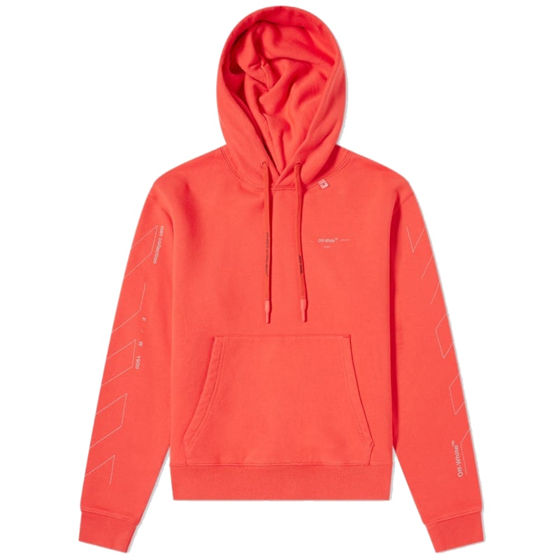 Off-White Diag Unfinished Hoodie Red/Silver