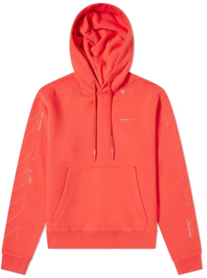 Off-White Diag Unfinished Hoodie Merah/Perak Buy Off-White Diag Unfinished Hoodie Merah/Perak