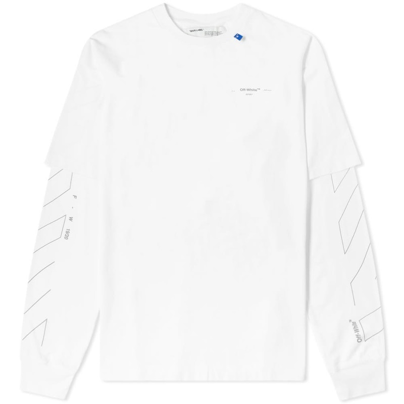 Buy Off-White 未完成對角線短袖 T恤 白色/銀色