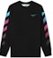 Buy Off-White Camiseta Negra de Manga Larga con Degradado y Diagonales