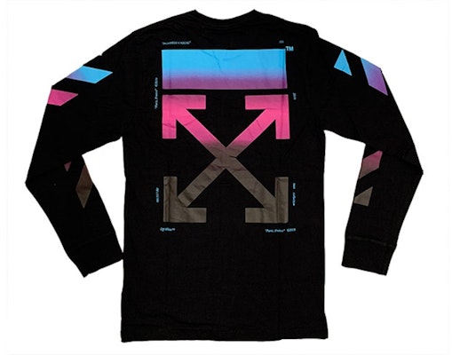 Off-White Camiseta Negra de Manga Larga con Degradado y Diagonales Order Off-White Camiseta Negra de Manga Larga con Degradado y Diagonales