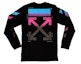 Order Off-White Camiseta Negra de Manga Larga con Degradado y Diagonales