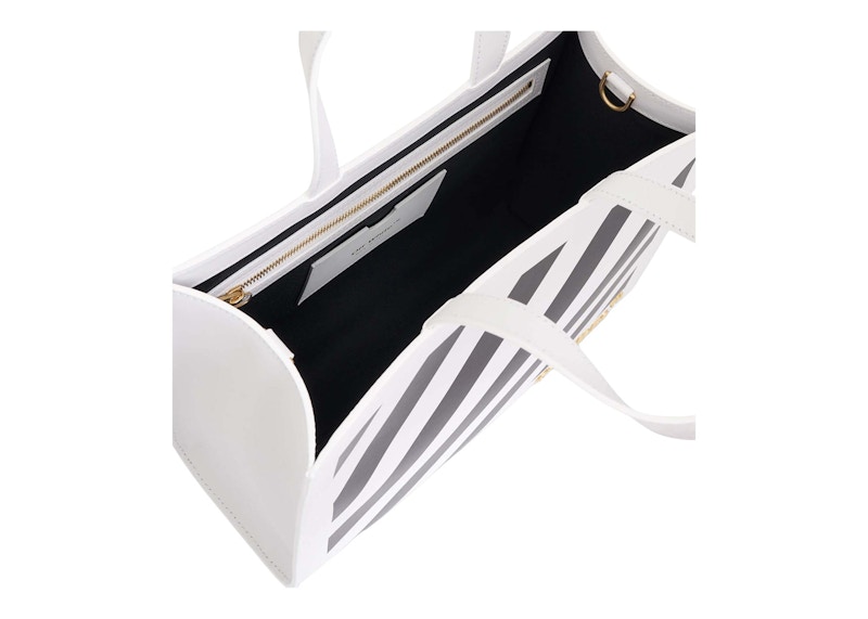 Shop 오프 화이트 대각선 하이브리드 쇼퍼 레터링 토트백 (화이트/블랙) 
