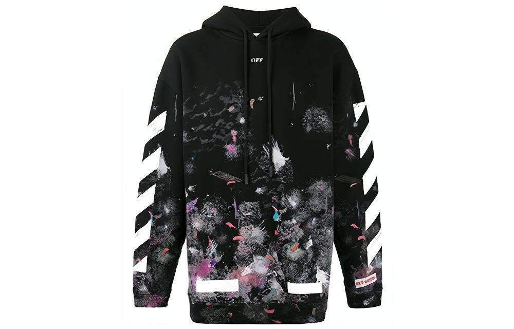 OFF-WHITE Diagonal Print Cotton Pullover Sweatshirt - Black OMBB009F176190309901