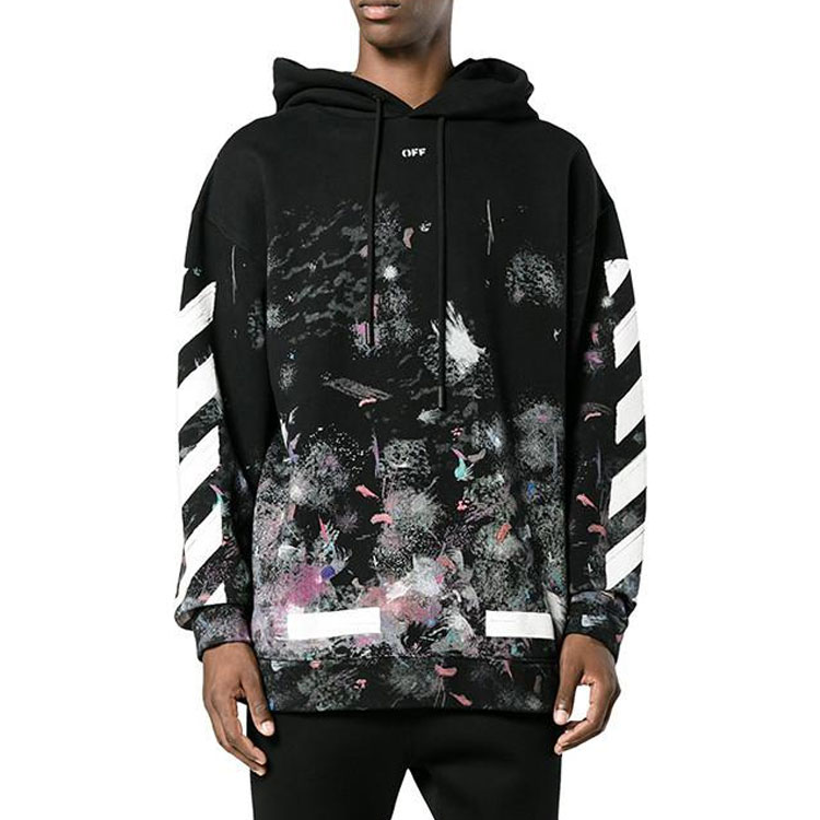 Lookbook OFF-WHITE Diagonal Print Cotton Pullover Sweatshirt - Black OMBB009F176190309901