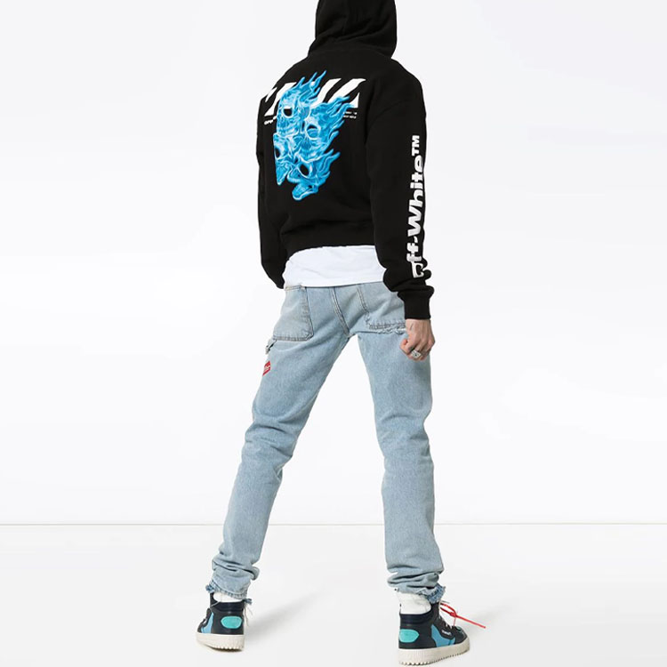 Purchase 오프화이트 대각선 스컬 프린트 코튼 스웻셔츠 블랙 OMBB037S19D250171088