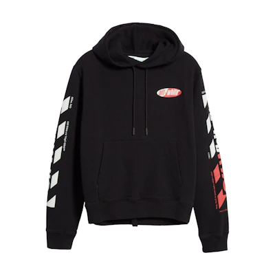 Off-White Diagonal Split Logo Hoodie Black/Multicolor